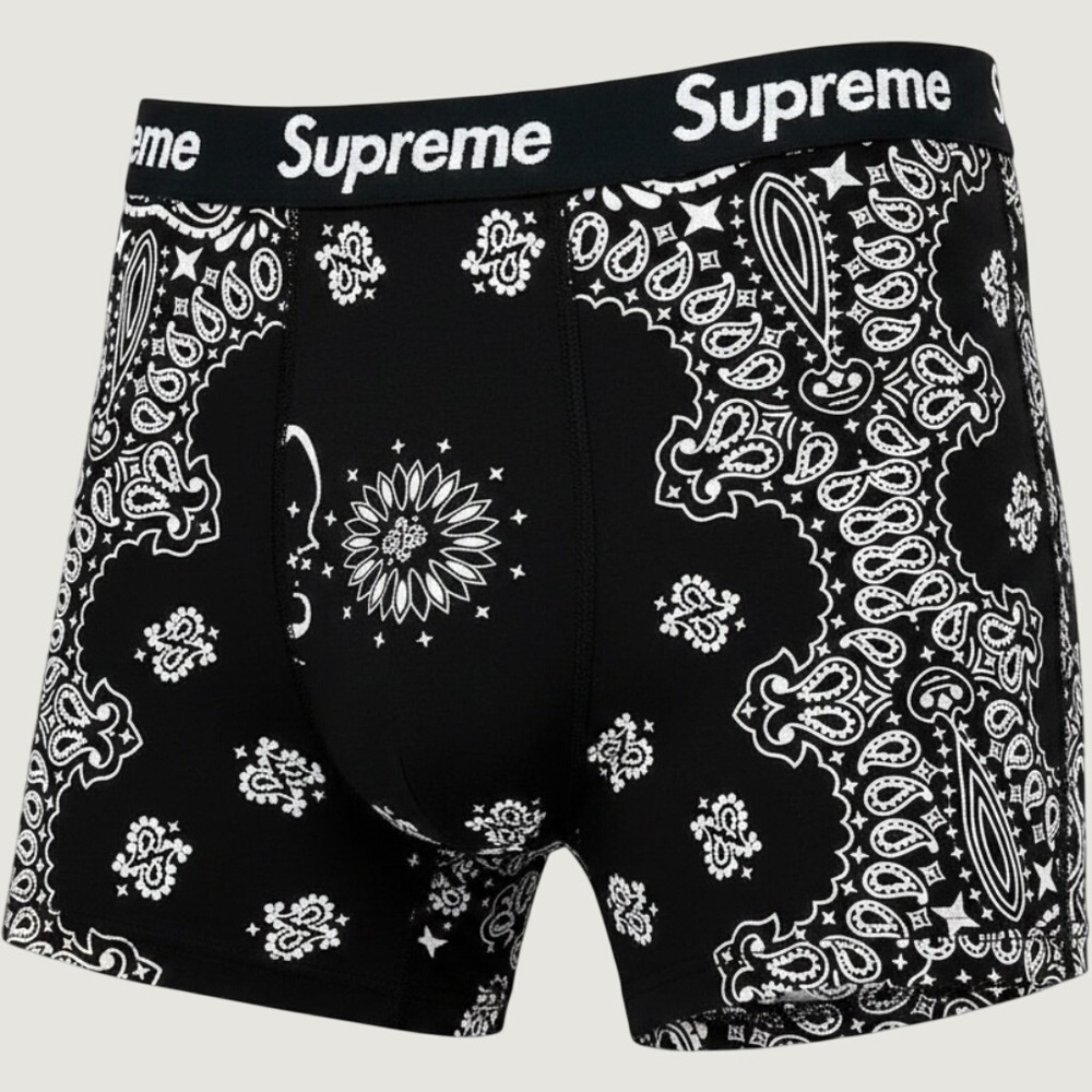 FW22 SUPREME HANES BOXER BRIEFS 2 PACK BLACK BANDANA SZ XL